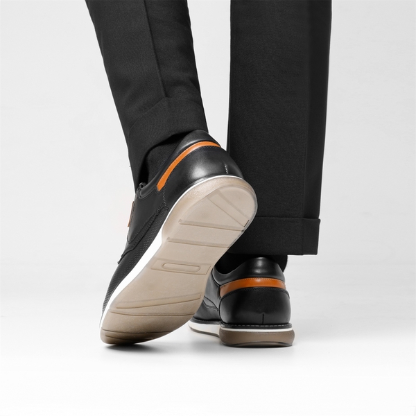 Men's Vegan Leather Casual Oxford Sneakers - BLACK - 8